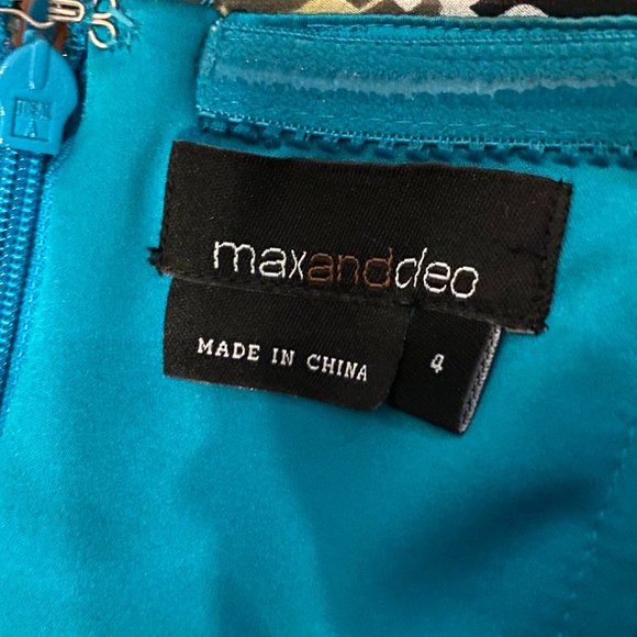 Max & Cleo Blue Yellow Multi Print Beaded Chiffon Strapless Maxi Gown Dress - 4 - Picture 7 of 9